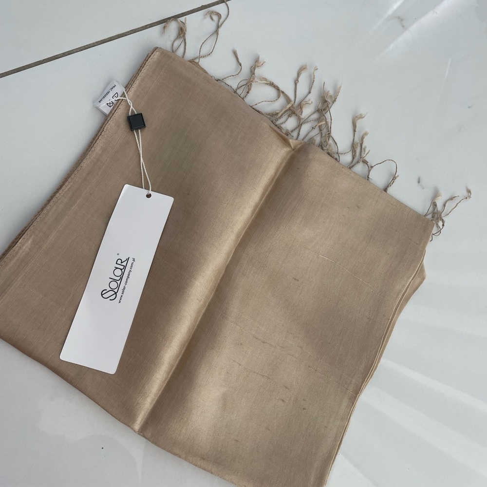 Beautiful new silk scarf SOLAR European brand sand-gold color